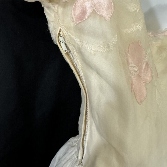 Harry Keiser Party Dress Yellow Organza Flower Applique Size 6 Vintage 1950s - Picture 12 of 12